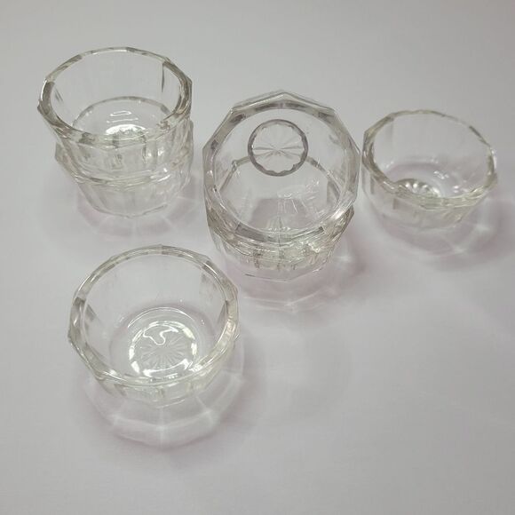 Open Salt Cellar Dip Vintage Antique Crystal Glass Lot of 6 Deep Cut - Picture 2 of 6